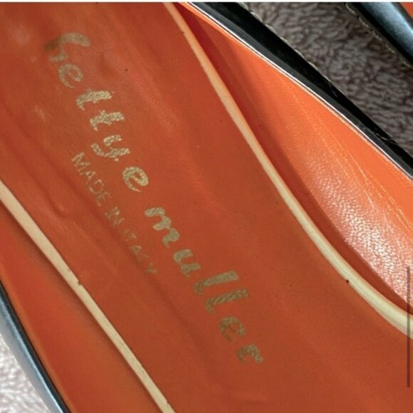 Hettye Mueller Vintage Black Patent Leather Peep Toe Flats With Buckle 36.5 - Picture 9 of 16